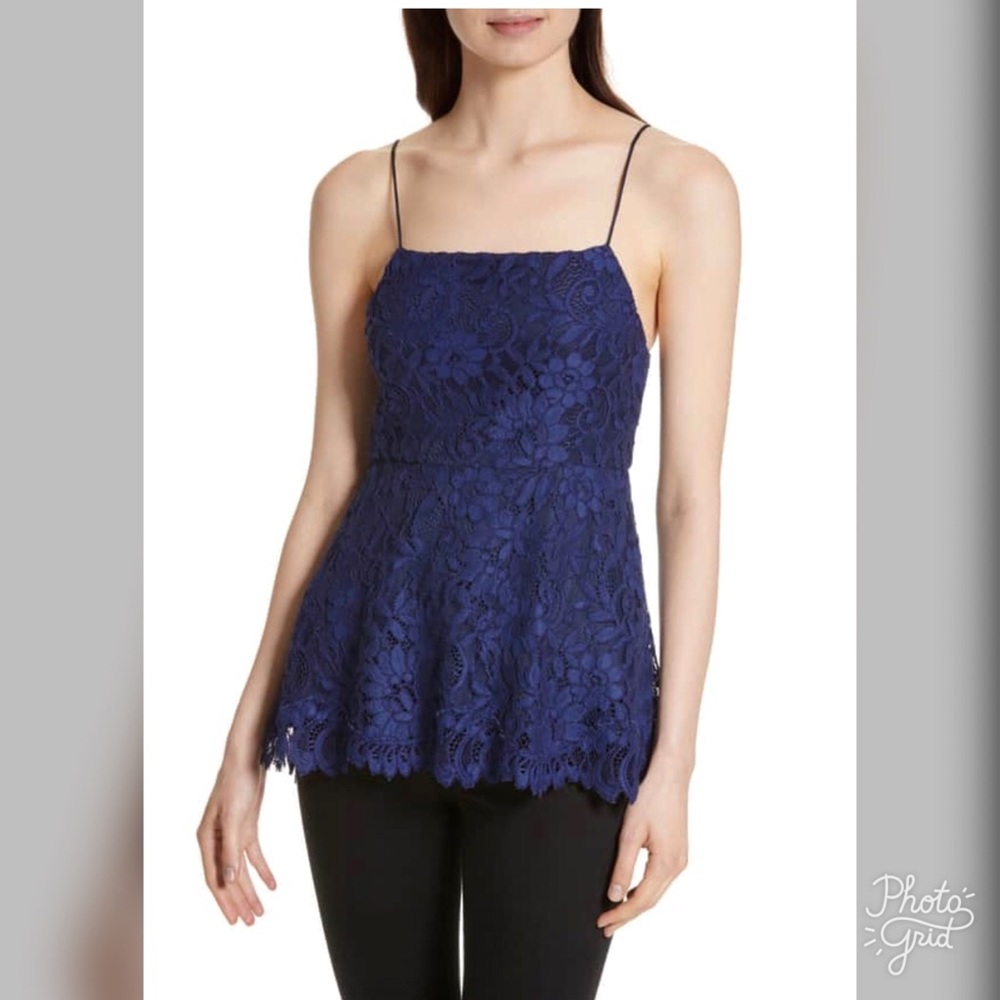 NWT Alice & Olivia Maxine Lace Peplum Blouse Top